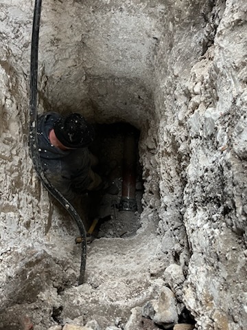 Fixing a blocked drain under the ground