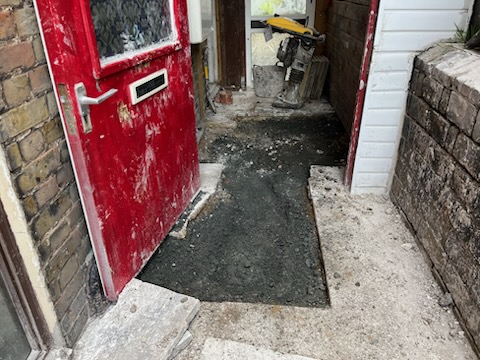 Concreting after fixing a blocked drain