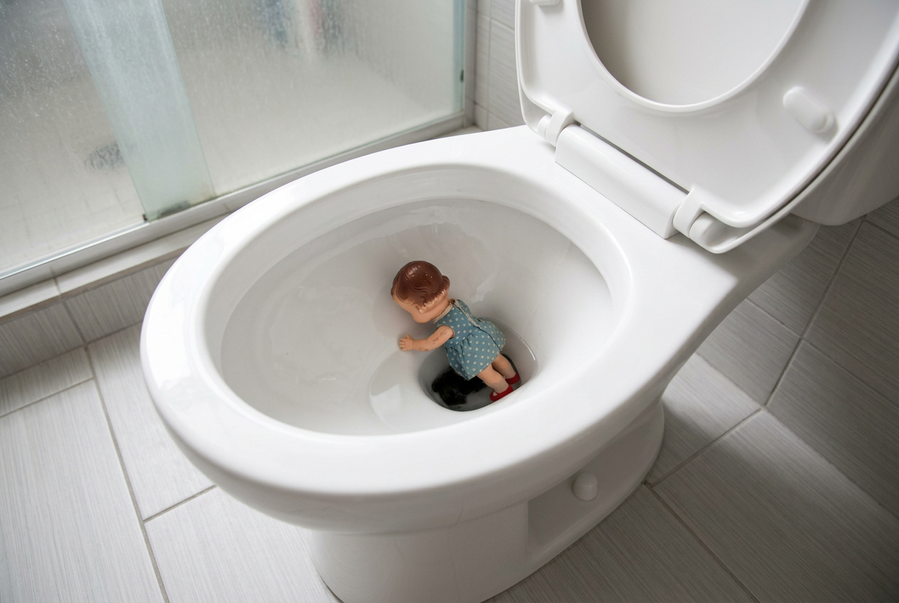 doll in toilet